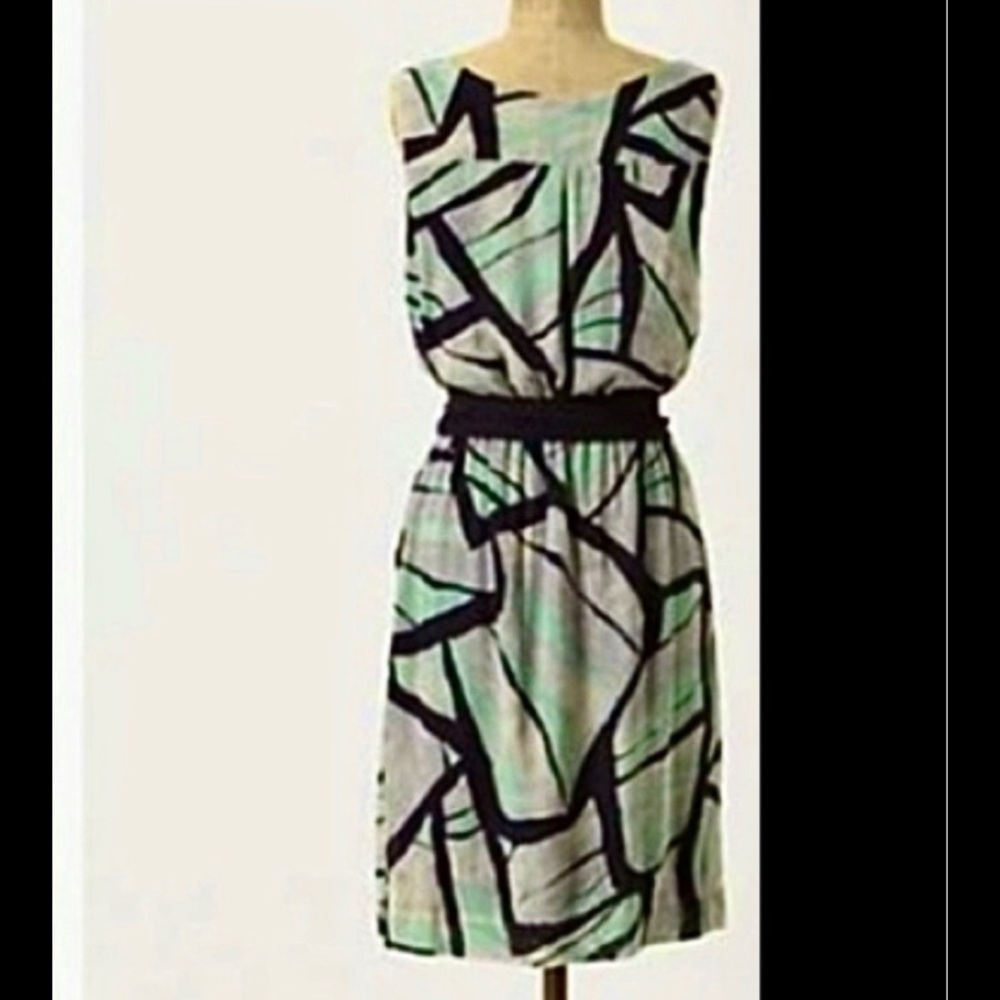 Odille for Anthropologie Abstract Linen Tank Dress